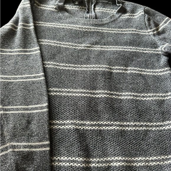Talbots Gray and White Crewneck Sweater Striped Knit - Picture 1 of 4